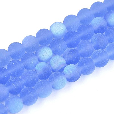 Frosted Transparent Glass Beads Strands GLAA-T032-T6mm-MBB04-1