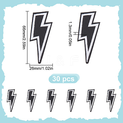 30Pcs Lightning Bolt Polyester Computerized Embroidery Iron on Patches PATC-HY0001-64-1