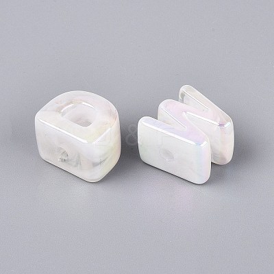 UV Plating Opaque Rainbow Iridescent Acrylic Beads OACR-P010-23B-1