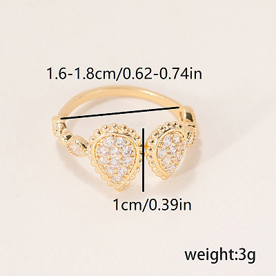 Brass Micro Pave Cubic Zirconia Cuff Open Rings for Women BQ0682-3-1