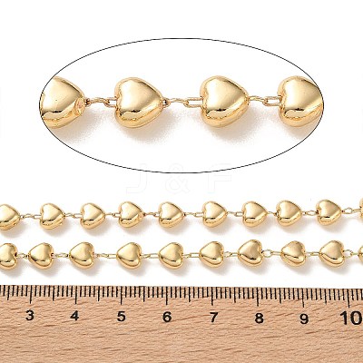 Brass Heart Link Chains KK-P351-01G-1