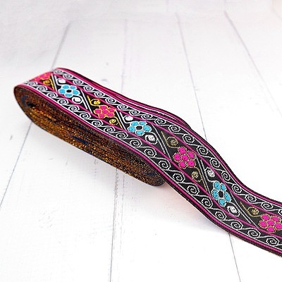 5M Ethnic Style Polycotton Embroidery Ribbon PW-WG33130-26-1
