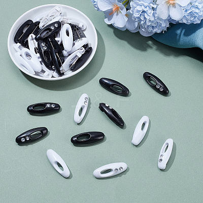 40Pcs Plastic Oval Brooch JEWB-NB0001-25A-1