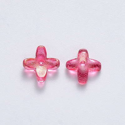 Transparent Spray Painted Glass Beads GLAA-R211-06-1