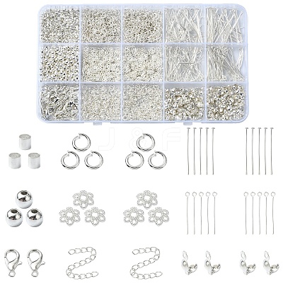 DIY Iron Eye Pin & Flat Head Pins & Bead Caps & Bead Tips Jewelry Making Findings Kits DIY-YW0010-20A-1