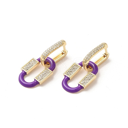 Oval Real 18K Gold Plated Brass Dangle Hoop Earrings EJEW-L268-041G-05-1