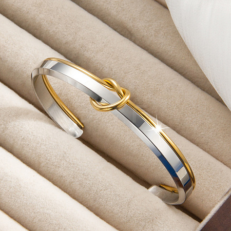 Duo Tone 304 Stainless Steel Open Cuff Bangles WG83596-05-1