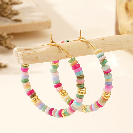 Bohemian Style Multicolor Shell Hoop Earrings XS6775-5-1