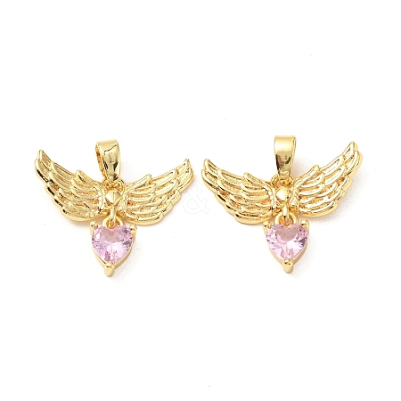 Brass Micro Pave Cubic Zirconia Pendants KK-G533-25G-02-1