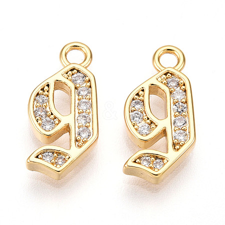 Brass Micro Pave Cubic Zirconia Charms KK-N261-104J-G-1