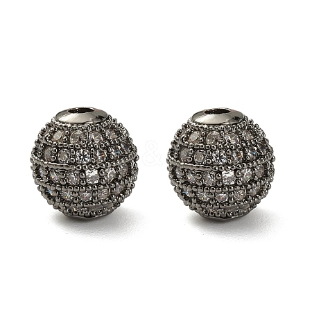 CZ Brass Micro Pave Grade AAA Clear Color Cubic Zirconia Round Beads KK-O065-8mm-05B-NR-1