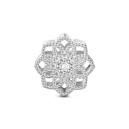 TINYSAND Rhodium Plated 925 Sterling Silver Lovely Glittering Daisy European Beads TS-C-193-1