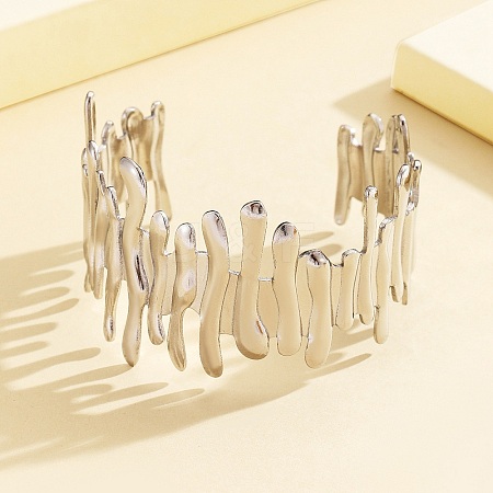 304 Stainless Steel Cuff Bangles for Women BJEW-D384-04P-1