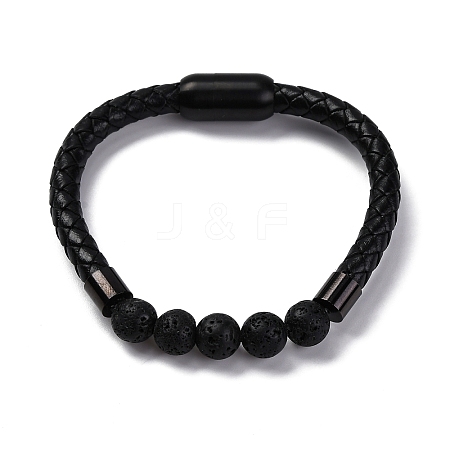 Round Natural Lava Rock Bead Bracelets BJEW-A009-08EB-03A-1