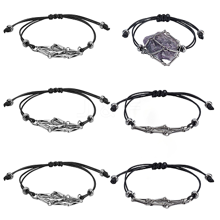 6Pcs 2 Styles Waxed Polyester Cord Bracelets BJEW-AR00001-1