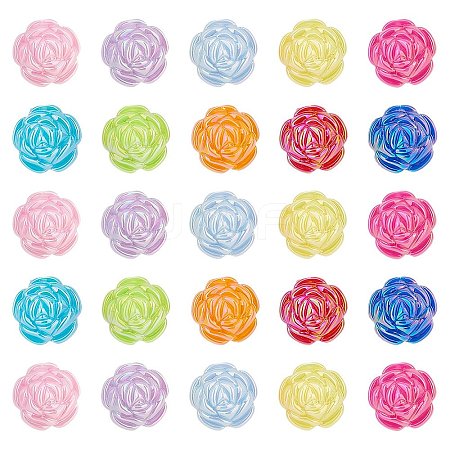 60Pcs 10 Colors UV Plating Iridescent Acrylic Beads MACR-AR0001-23-1