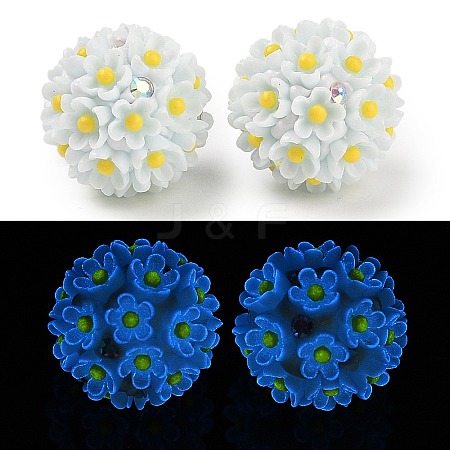 Handmade Luminous Polymer Clay Rhinestone Beads CLAY-H003-04D-1