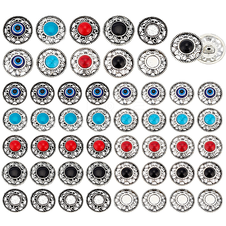 60Pcs 10 Styles Bohemian Opaque Resin Cabochons & Shank Buttons Sets DIY-PH0036-14-1