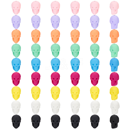 54Pcs 9 Colors Rubberized Style Opaque Acrylic Beads SACR-PH0002-38-1
