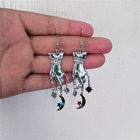 Hand with Moon Alloy Dangle Earrings FS-WG23091-03-1