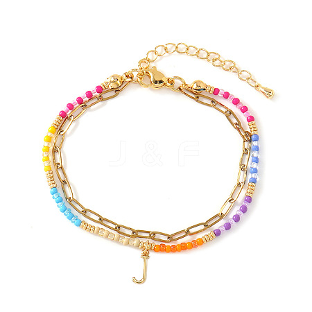 304 Stainless Steel Letter Charm Double-layered Bracelets VG5038-10-1