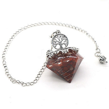 Natural Red Jasper Chip & Resin Dowsing Pendulum Big Pendants PW-WG72597-02-1