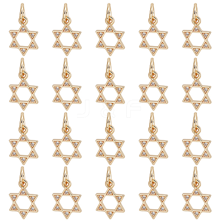 20Pcs Brass Micro Pave Clear Cubic Zirconia Charms KK-BC0015-34G-1