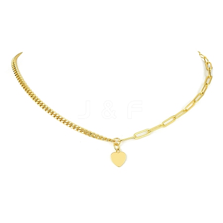 Brass Pendant Necklaces with Curb & Paperclip Chains NJEW-JN04608-01-1