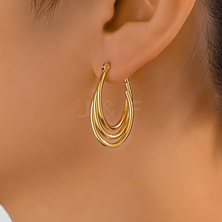 Stainless Steel Irregular Geometric Fashion Hoop Earrings for Women WL3823-5-1