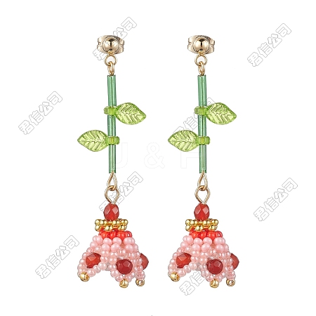 Dyed Natural Agate Dangle Stud Earrings EJEW-FS00085-1