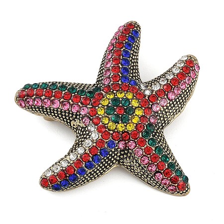 Starfish Rhinestone Brooches JEWB-S030-02-1