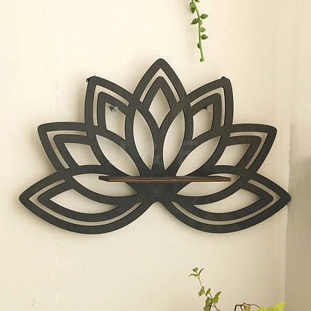 Wooden Lotus Shelf for Crystals PW-WG03784-01-1