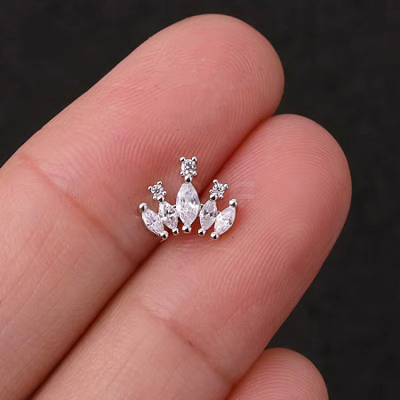 304 Stainless Steel Cubic Zirconia Cartilage Earrings WGBE79F-02-1