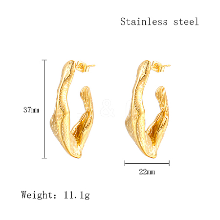 304 Stainless Steel Twist Teardrop Stud Earrings LM6683-1-1