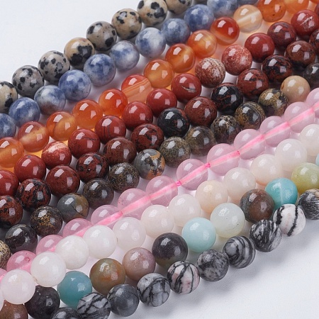 Natural Mixed Gemstone Beads Strands G-G151-8mm-M1-1