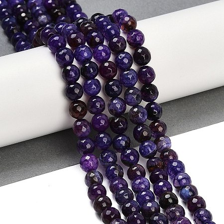 Faceted Natural Crackle Agate Beads Strands LS-G-F447-8mm-G01-01-1