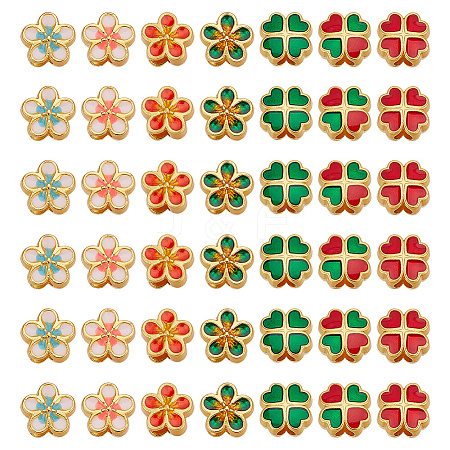 42Pcs 7 Styles Alloy Enamel European Beads ENAM-GO0001-17-1