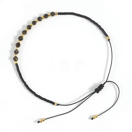 Elegant Natural Gemstone & Glass Seed Round Beads Braided Beaded Bracelets for Women HW1161-3-1