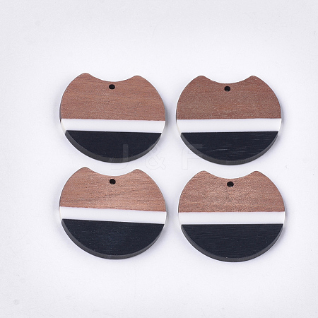 Tri-color Resin & Walnut Wood Pendants RESI-S358-76A-1