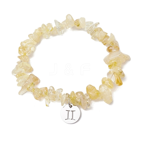 Natural Citrine Stretch Bracelets BJEW-JB11147-03-1