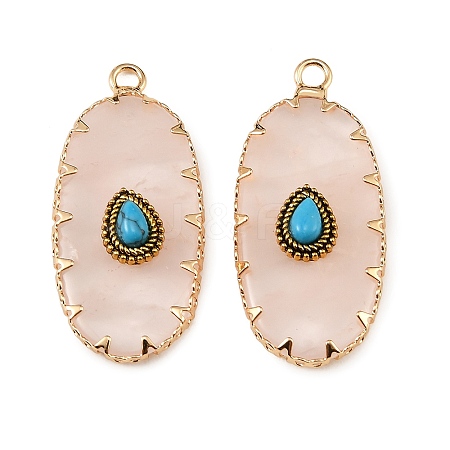 Natural Rose Quartz & Synthetic Turquoise Carved Pendants GG-CBA5963-02A-1