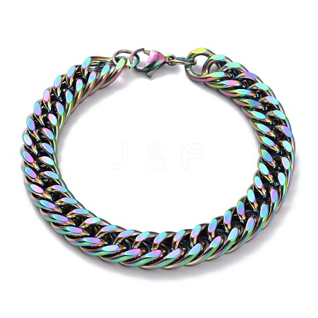Ion Plating(IP) 304 Stainless Steel Cuban Link Chain Bracelets STAS-A028-B064MC-1