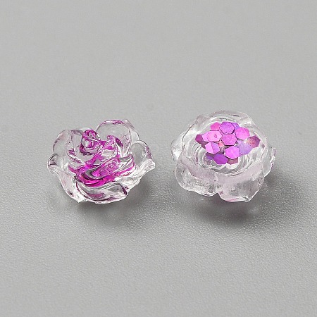 Camellia Transparent Resin Cabochons MRMJ-WH0075-57F-1