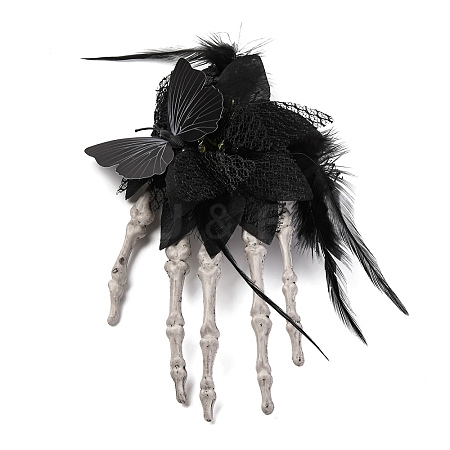 Skeleton with Butterfly Plastic Alligator Hair Clips PHAR-M015-03-1