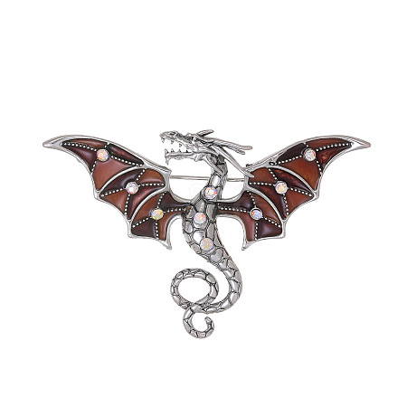 Alloy Crystal AB Rhinestone Dragon Brooch JEWB-Z031-02AS-1