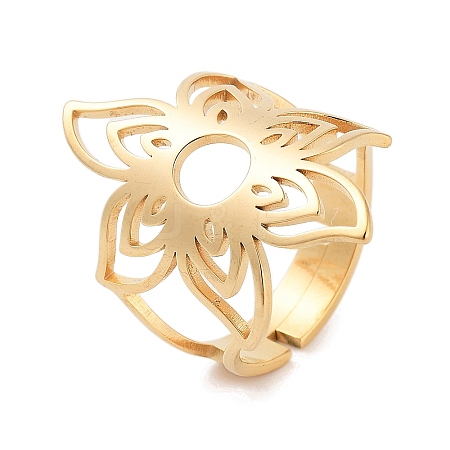 Flower 304 Stainless Steel Adjustable Rings for Women RJEW-G328-02G-1