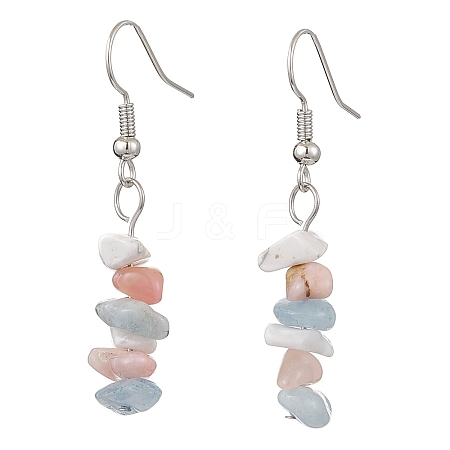 Natural Aquamarine & Pink Opal & Howlite Dangle Earrings EJEW-JE06127-03-1