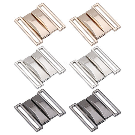 CHGCRAFT 6 Pairs 3 Colors Alloy Interlocking Clasps FIND-CA0009-21-1