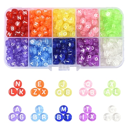 500Pcs 10 Colors Transparent Acrylic Beads TACR-FS0001-57-1