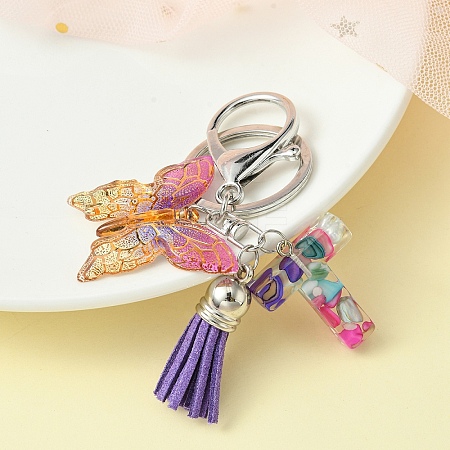Resin Letter & Acrylic Butterfly Charms Keychain KEYC-YW00001-20-1